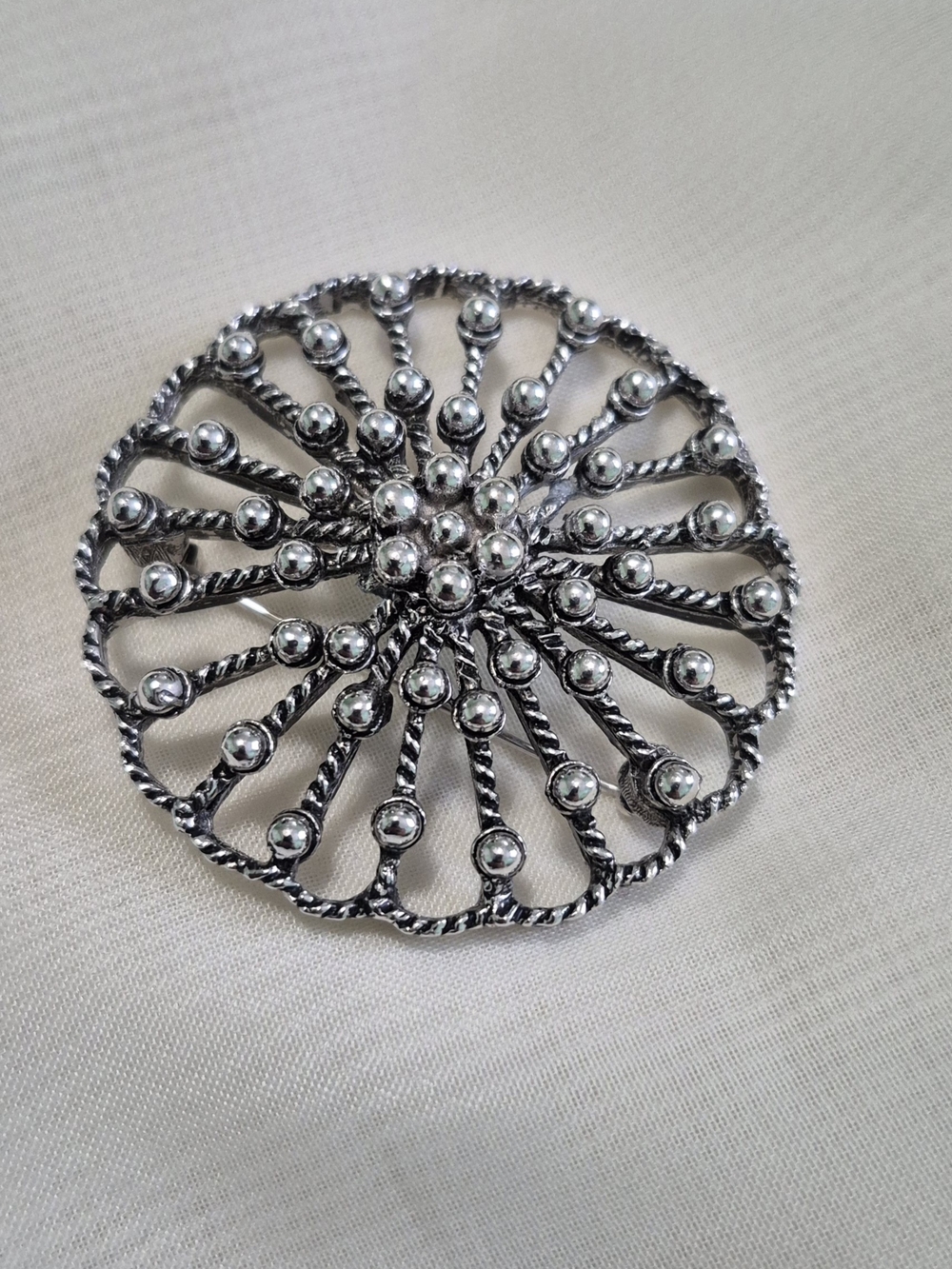 Sarah Coventry Silver-Tone Radiant Filigree Round Brooch